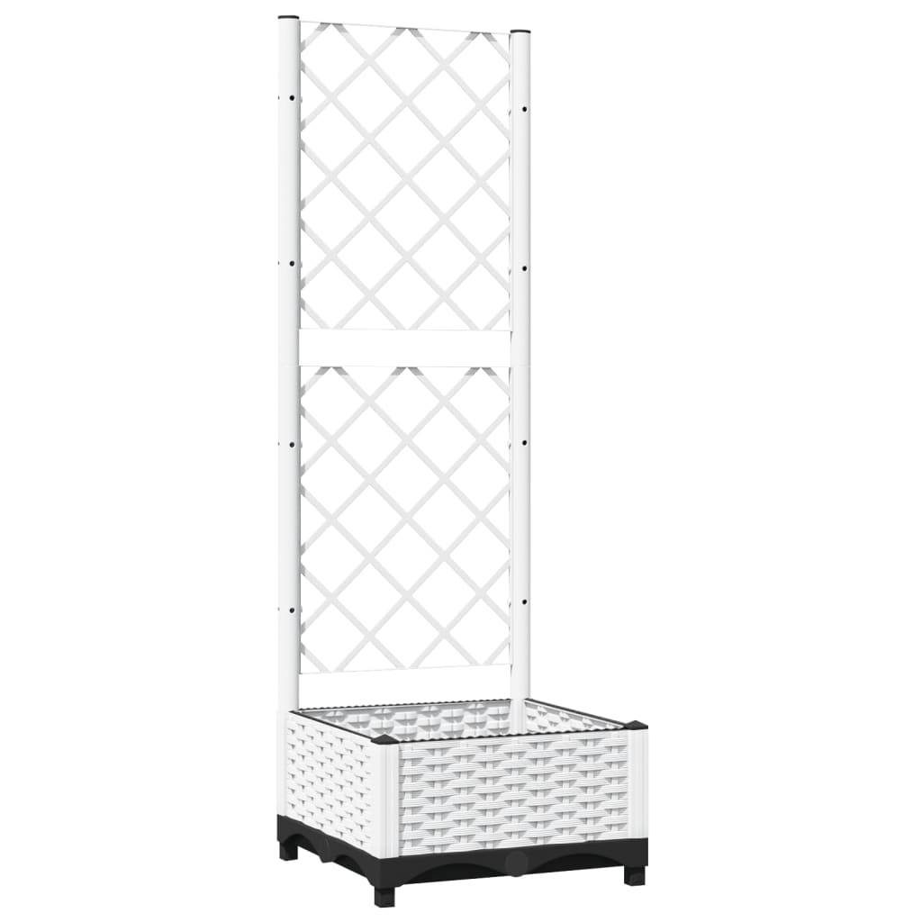 vidaXL Pflanzkübel mit Rankgitter Weiß 40x40x121,5 cm PP