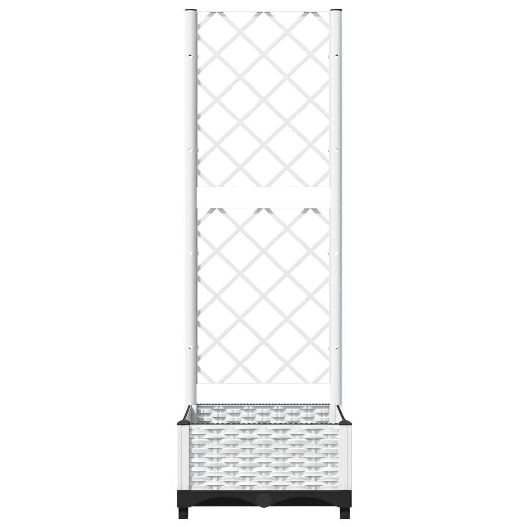 vidaXL Pflanzkübel mit Rankgitter Weiß 40x40x121,5 cm PP