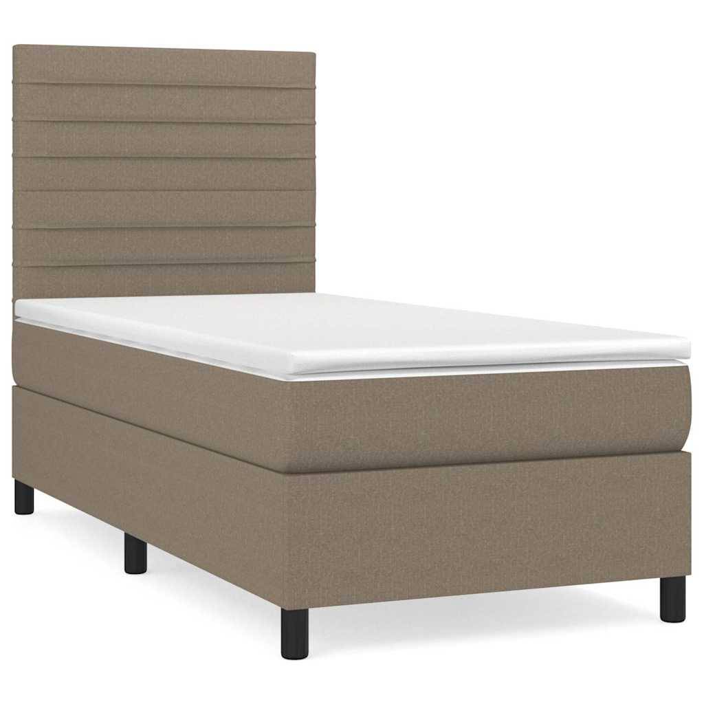 vidaXL Boxspringbett mit Matratze Taupe 90x190 cm Stoff