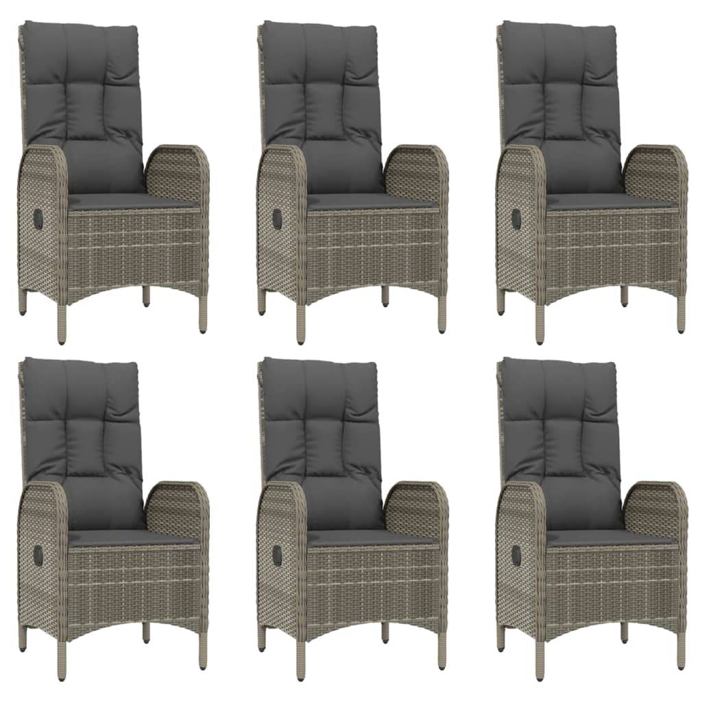 vidaXL 9-tlg. Garten-Essgruppe mit Kissen Grau Poly Rattan