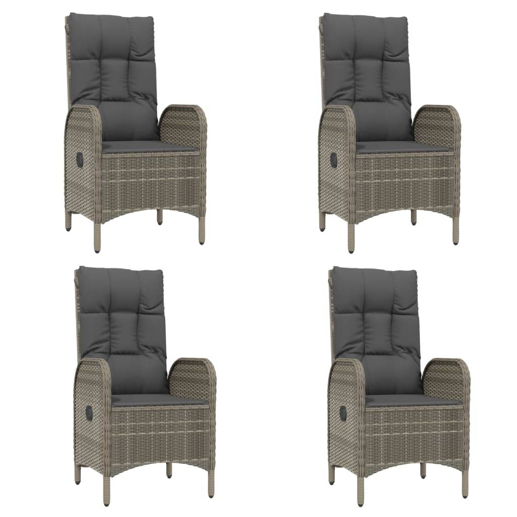 vidaXL 5-tlg. Garten-Essgruppe mit Kissen Grau Poly Rattan