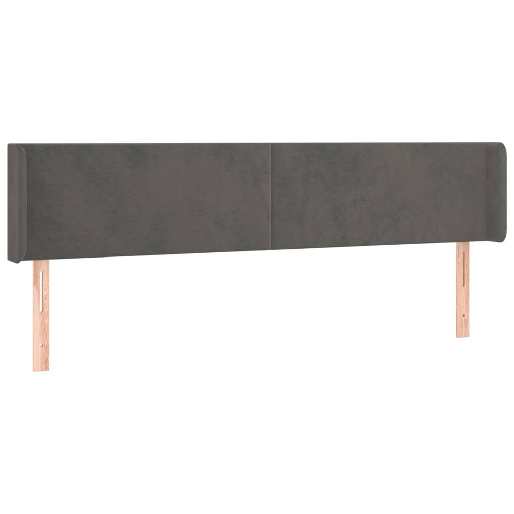 vidaXL Kopfteil mit Ohren Dunkelgrau 203x16x78/88 cm Samt