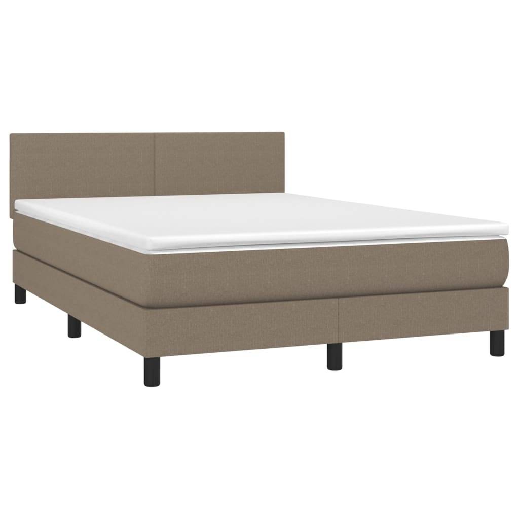 vidaXL Boxspringbett mit Matratze Taupe 140x200 cm Stoff