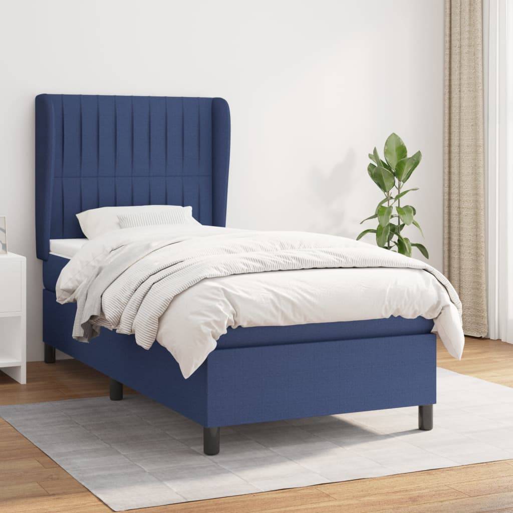 vidaXL Boxspringbett mit Matratze Blau 80x200 cm Stoff