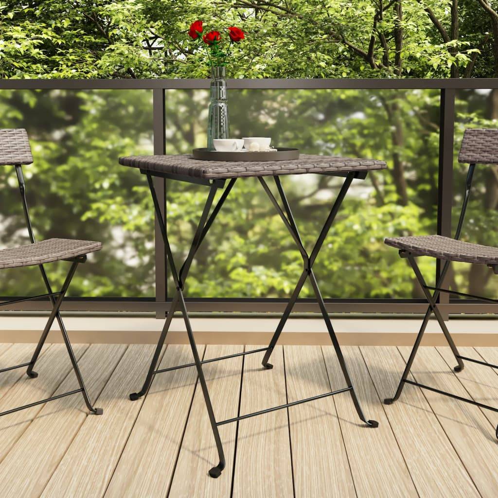 vidaXL Bistrotisch Klappbar Grau 55x54x71 cm Poly Rattan