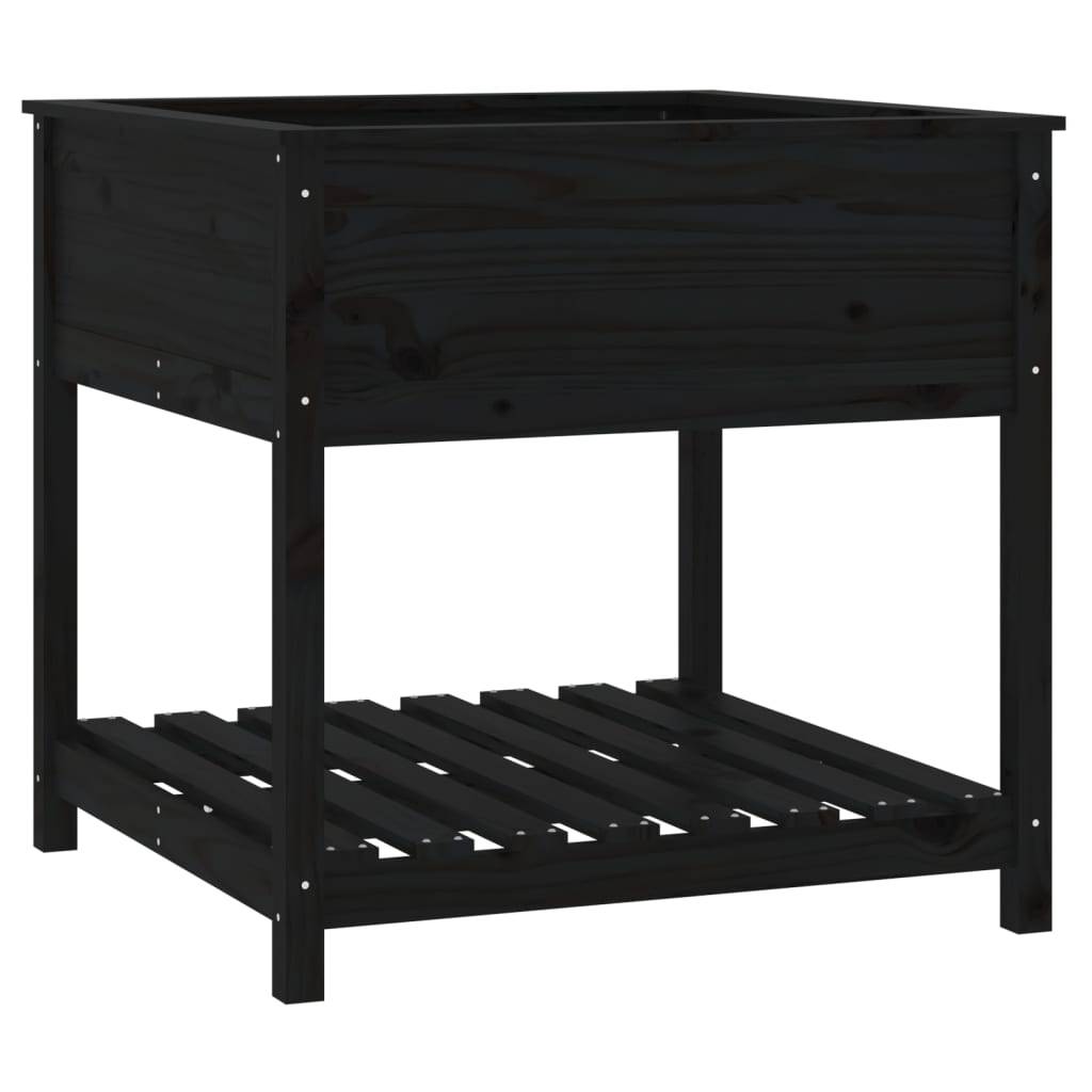 vidaXL Pflanzkübel mit Ablage Schwarz 82,5x82,5x81cm Massivholz Kiefer