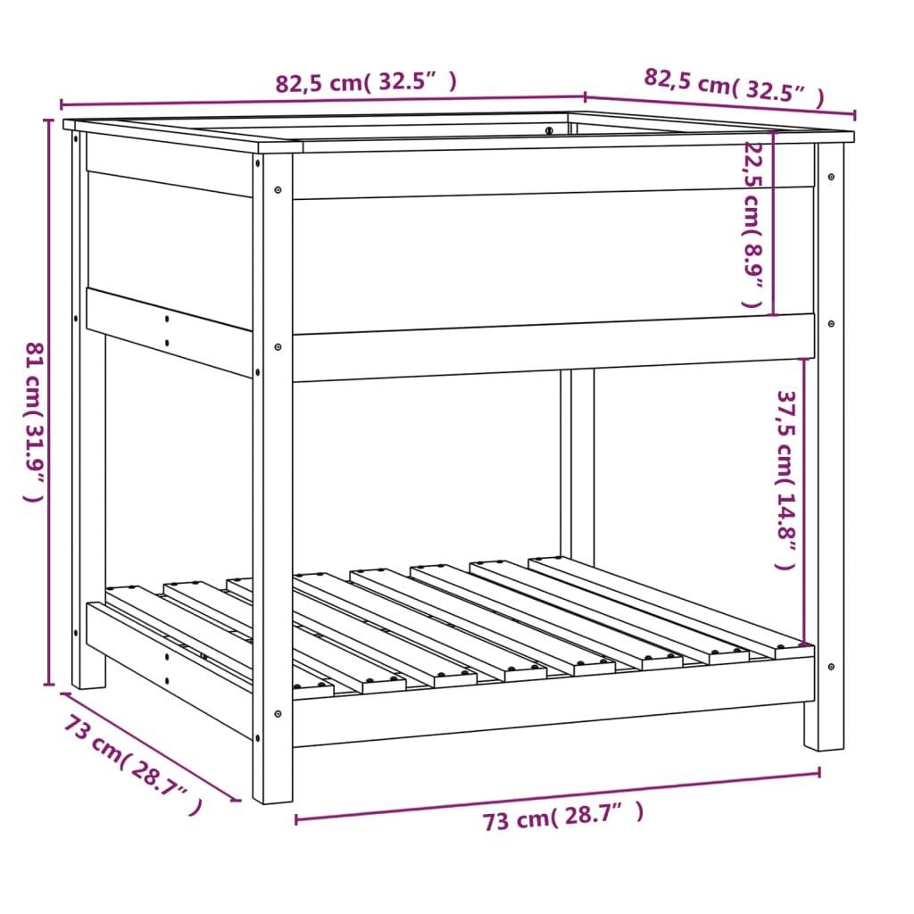 vidaXL Pflanzkübel mit Ablage Weiß 82,5x82,5x81 cm Massivholz Kiefer