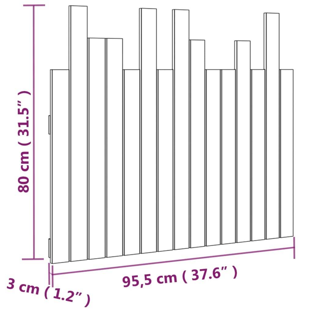 vidaXL Wand-Kopfteil Grau 95,5x3x80 cm Massivholz Kiefer