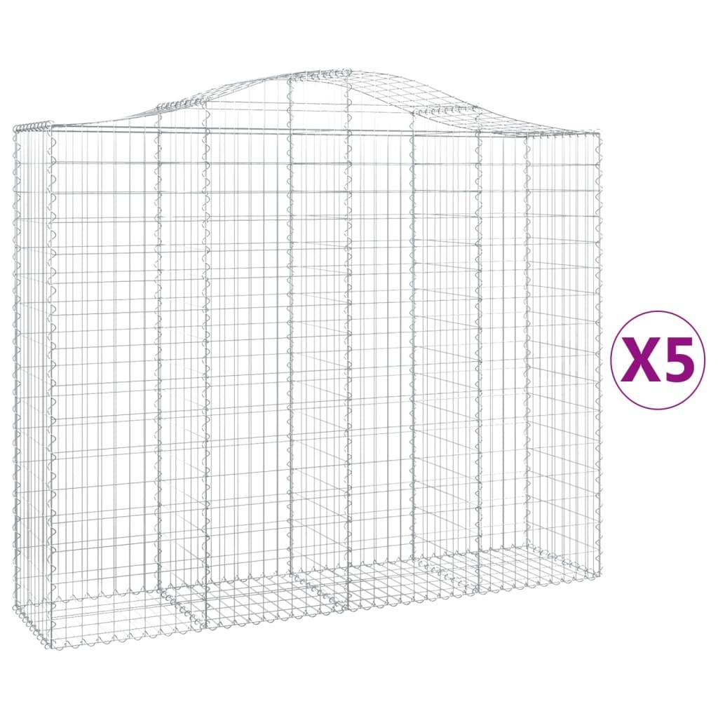 vidaXL Gabionen mit Hochbogen 5 Stk. 200x50x160/180cm Verzinktes Eisen