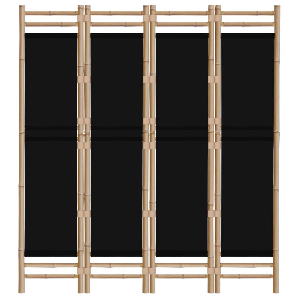 vidaXL 4-tlg. Paravent Faltbar 160 cm Bambus und Canvas