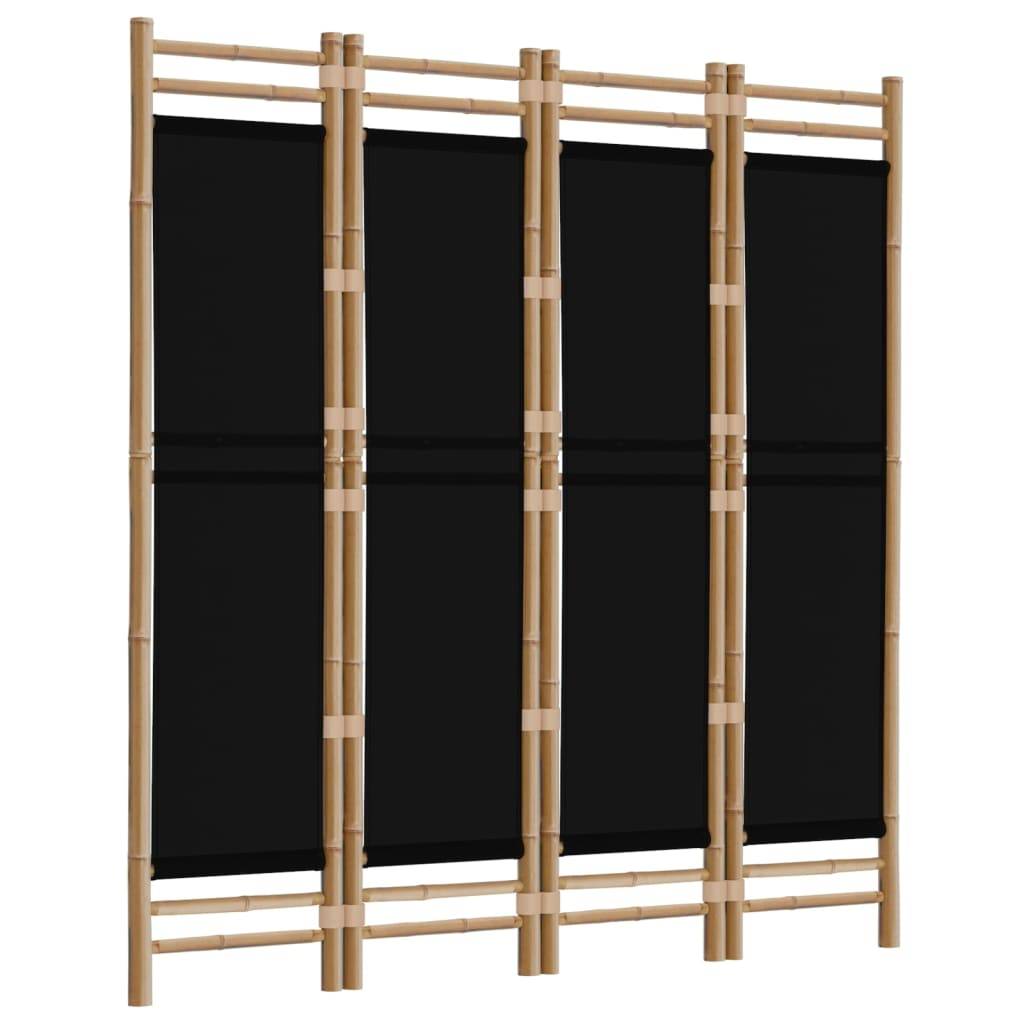 vidaXL 4-tlg. Paravent Faltbar 160 cm Bambus und Canvas