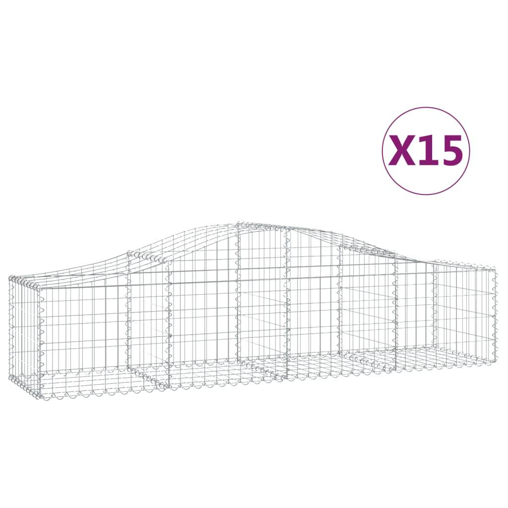 vidaXL Gabionen mit Hochbogen 15 Stk. 200x50x40/60 cm Verzinktes Eisen