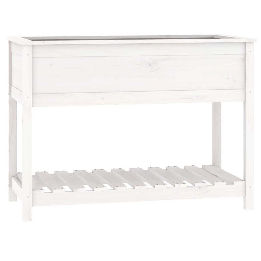 vidaXL Pflanzkübel mit Ablage Weiß 111,5x54x81 cm Massivholz Kiefer