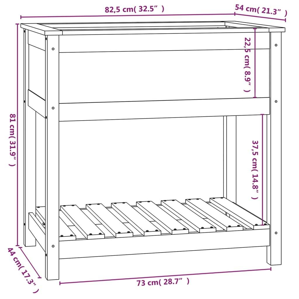 vidaXL Pflanzkübel mit Ablage Honigbraun 82,5x54x81 cm Kiefernholz