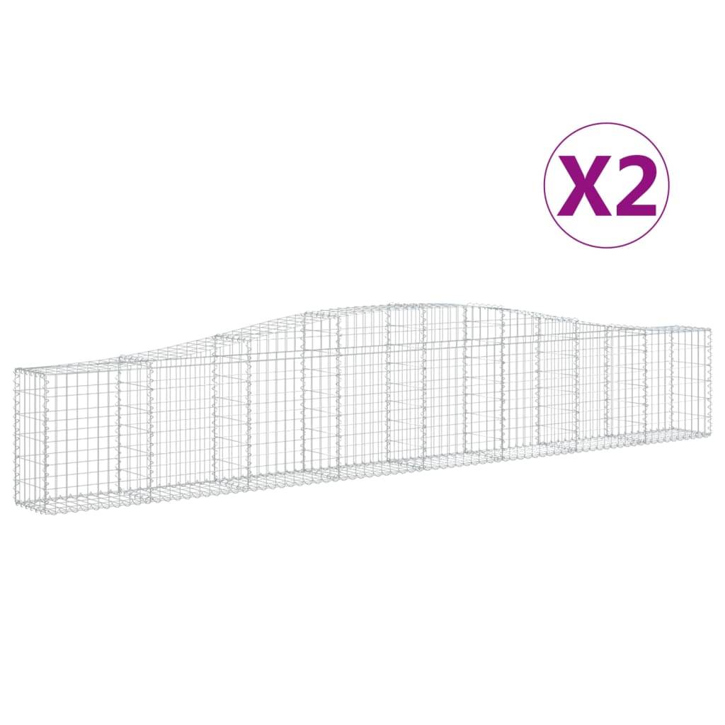 vidaXL Gabionen mit Hochbogen 2 Stk. 400x30x60/80 cm Verzinktes Eisen