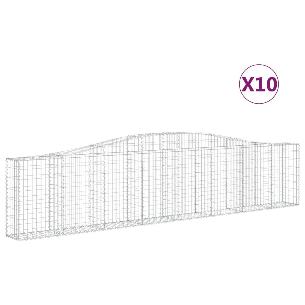 vidaXL Gabionen mit Hochbogen 10 Stk. 400x30x80/100cm Verzinktes Eisen