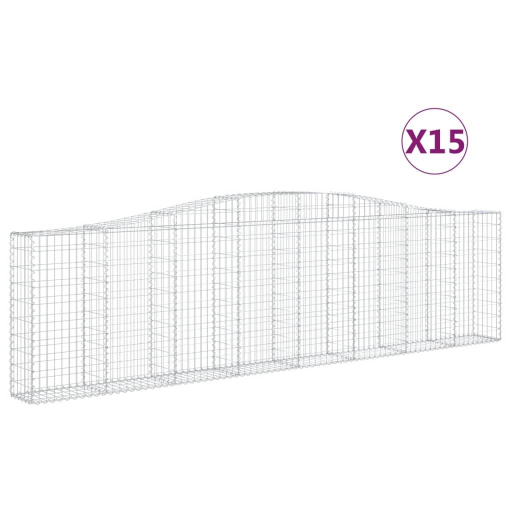 vidaXL Gabionen mit Hochbogen 15Stk. 400x30x100/120cm Verzinktes Eisen