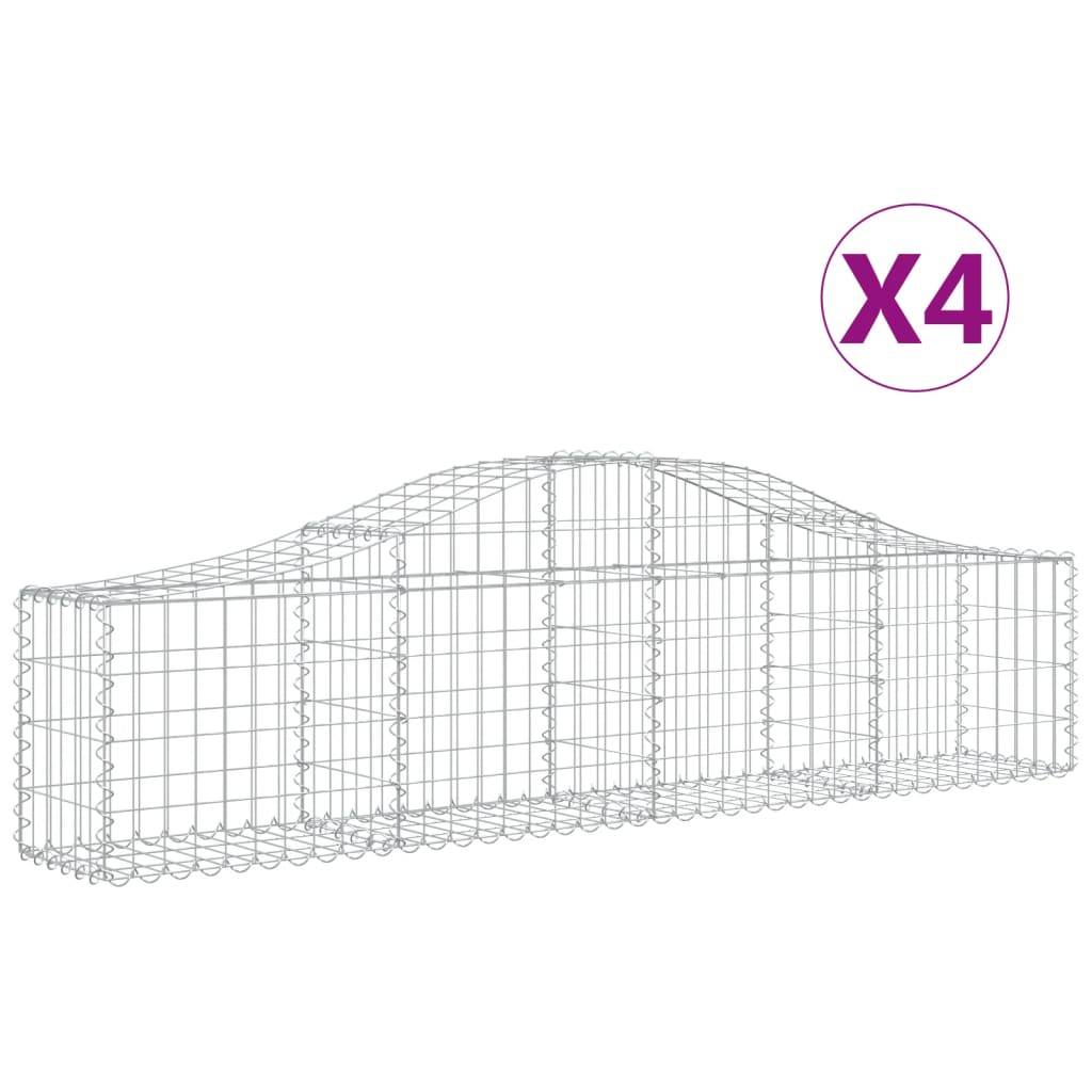 vidaXL Gabionen mit Hochbogen 4 Stk. 200x30x40/60 cm Verzinktes Eisen