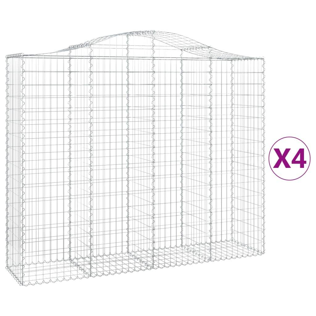 vidaXL Gabionen mit Hochbogen 4 Stk. 200x50x160/180cm Verzinktes Eisen
