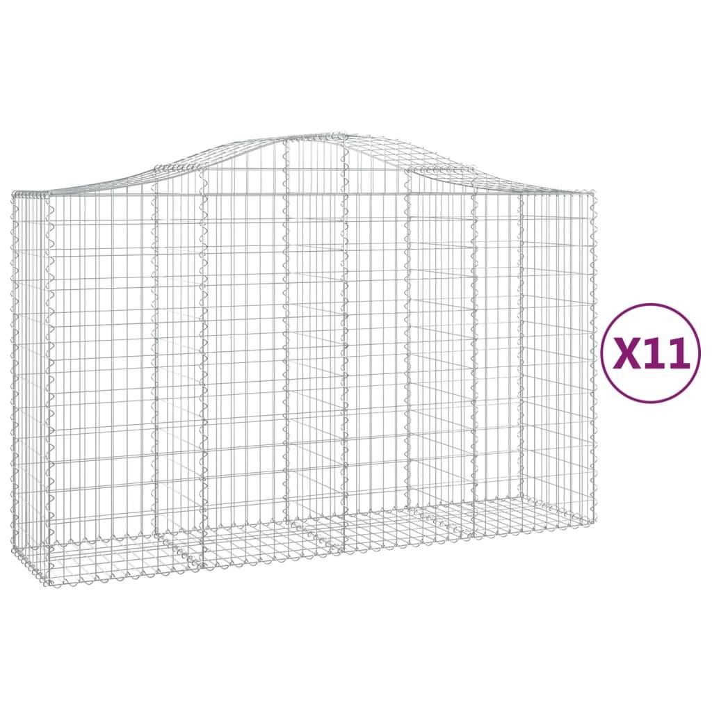 vidaXL Gabionen mit Hochbogen 11Stk. 200x50x120/140cm Verzinktes Eisen