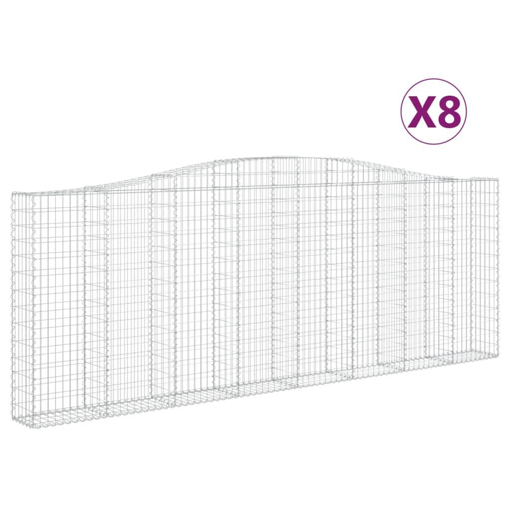 vidaXL Gabionen mit Hochbogen 8 Stk. 400x30x140/160cm Verzinktes Eisen