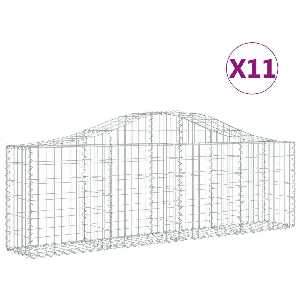 vidaXL Gabionen mit Hochbogen 11 Stk. 200x30x60/80 cm Verzinktes Eisen