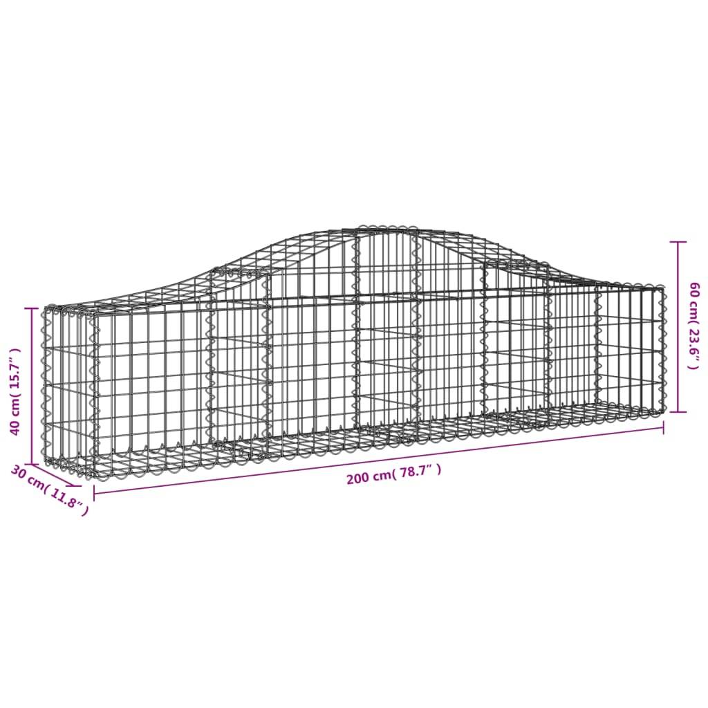 vidaXL Gabionen mit Hochbogen 20 Stk. 200x30x40/60 cm Verzinktes Eisen
