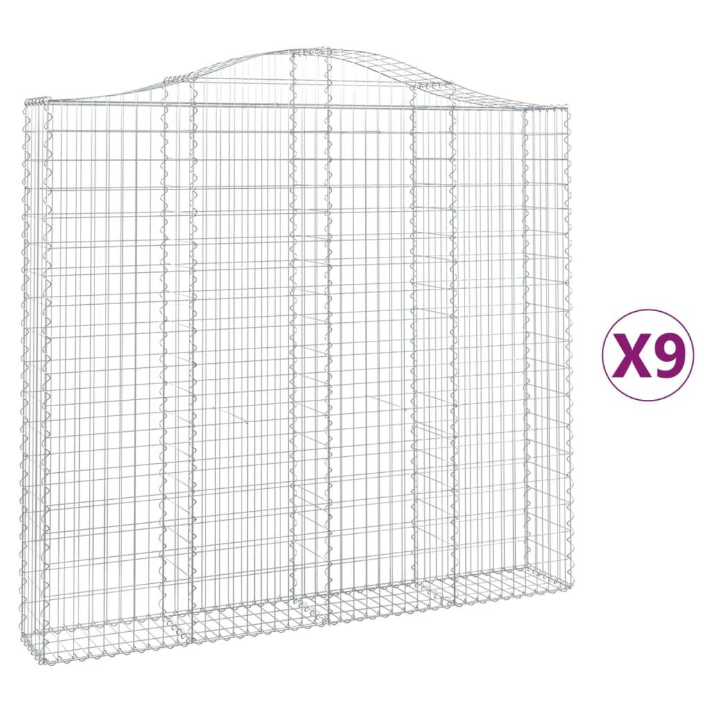 vidaXL Gabionen mit Hochbogen 9 Stk. 200x30x180/200cm Verzinktes Eisen