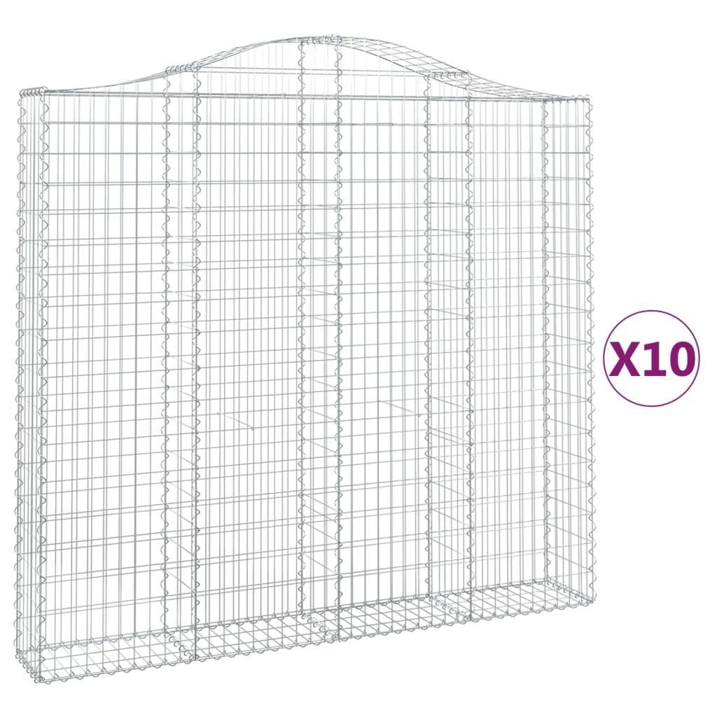 vidaXL Gabionen mit Hochbogen 10 Stk 200x30x180/200cm Verzinktes Eisen