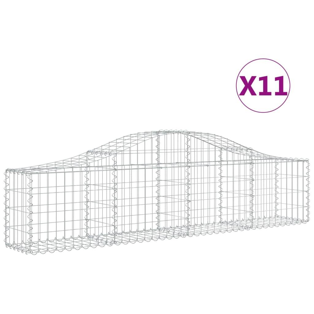 vidaXL Gabionen mit Hochbogen 11 Stk. 200x30x40/60 cm Verzinktes Eisen