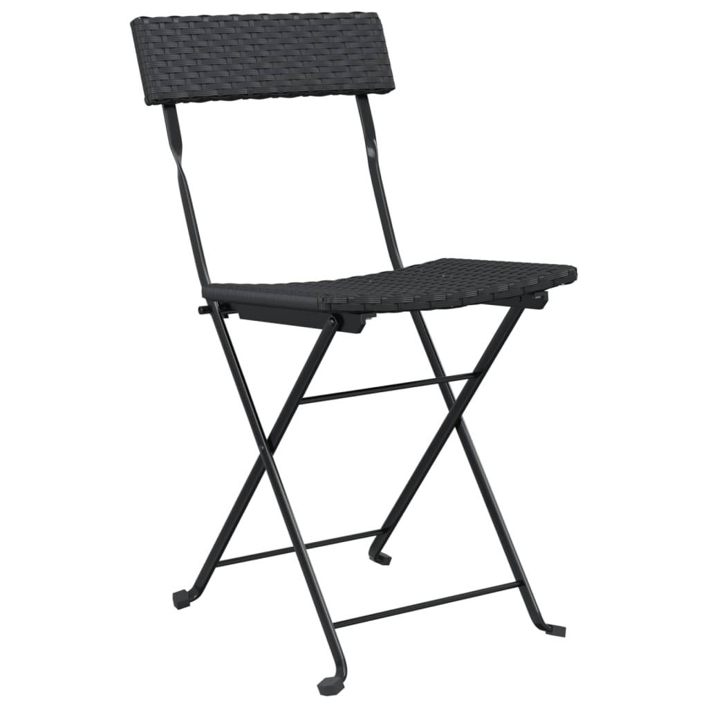 vidaXL Bistrostühle 4 Stk. Klappbar Schwarz Poly Rattan und Stahl