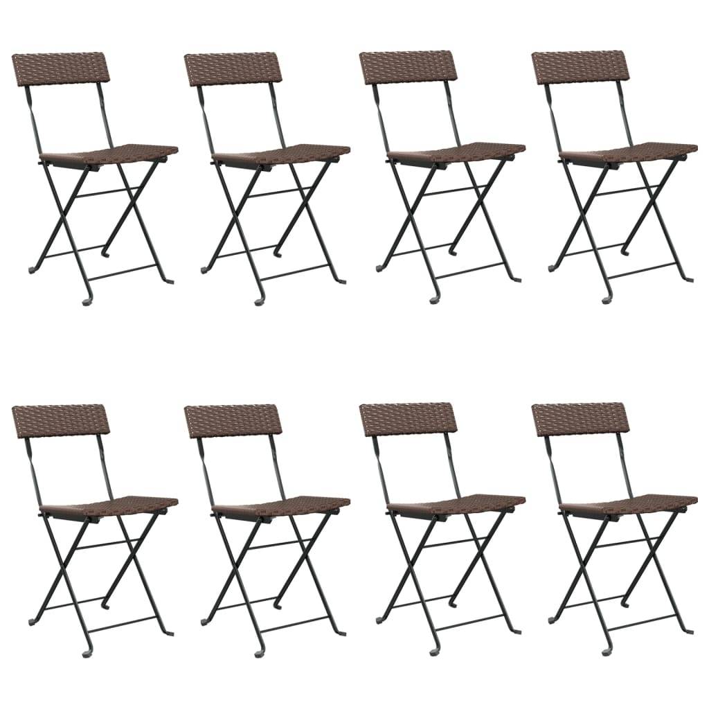 vidaXL Bistrostühle 8 Stk. Klappbar Braun Poly Rattan und Stahl