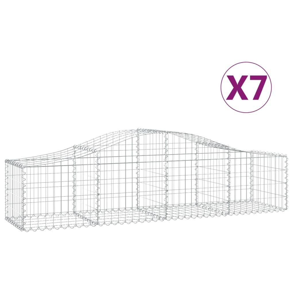 vidaXL Gabionen mit Hochbogen 7 Stk. 200x50x40/60 cm Verzinktes Eisen