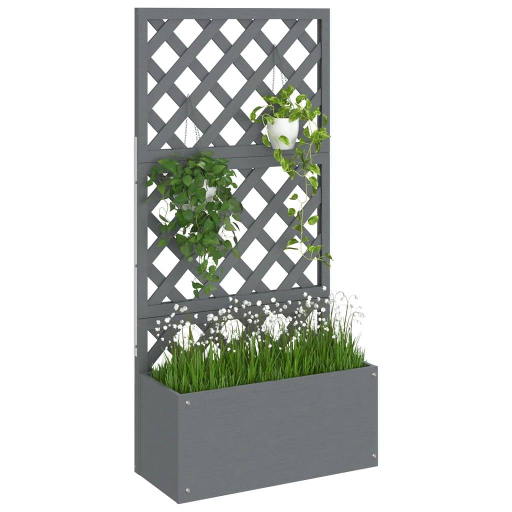 vidaXL Blumenkasten mit Rankgitter Grau 65x33x135 cm WPC