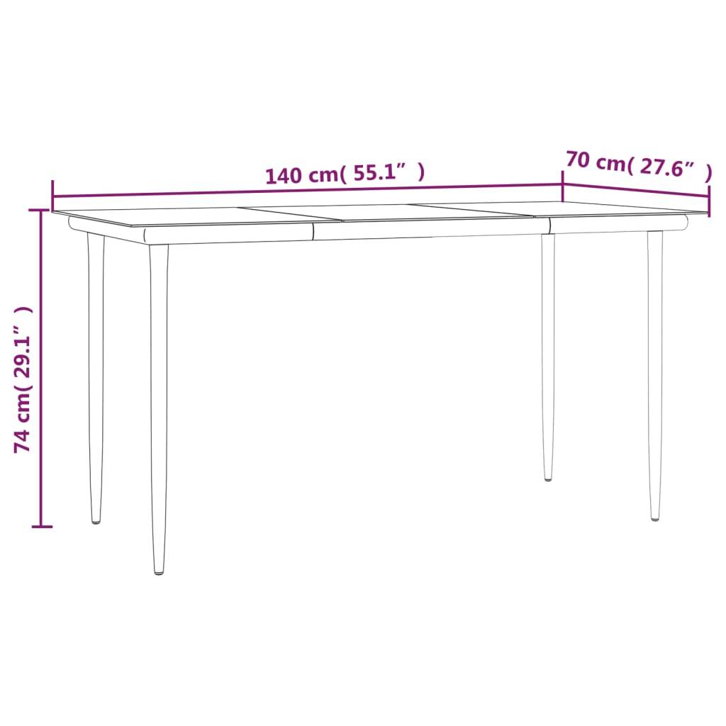 vidaXL 5-tlg. Garten-Essgruppe Schwarz Poly Rattan und Stahl