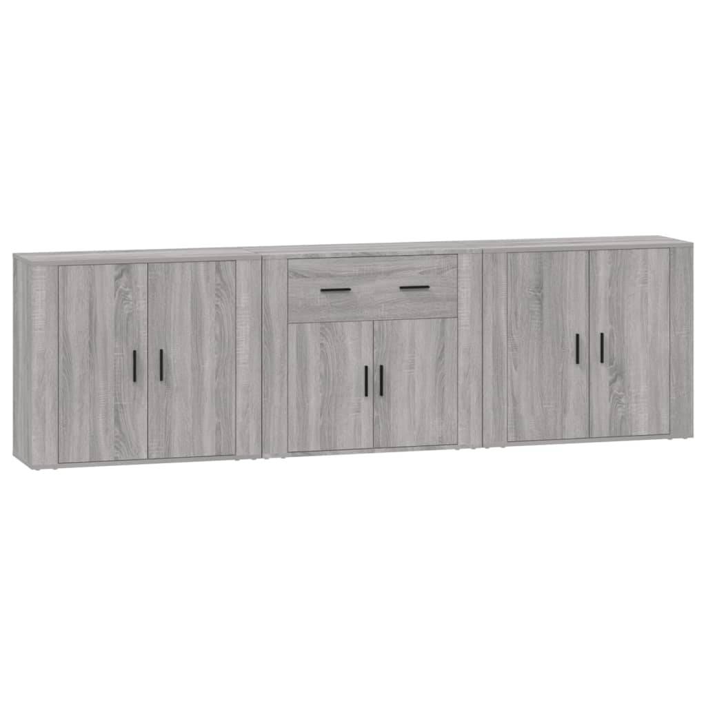 vidaXL Sideboards 3 Stk. Grau Sonoma Holzwerkstoff