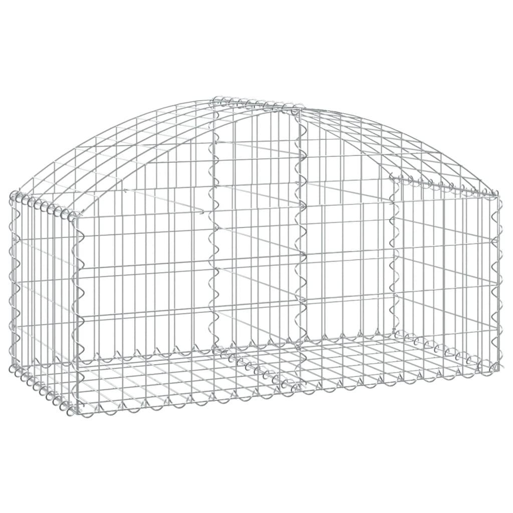 vidaXL Gabione mit Hochbogen 100x50x40/60 cm Verzinktes Eisen
