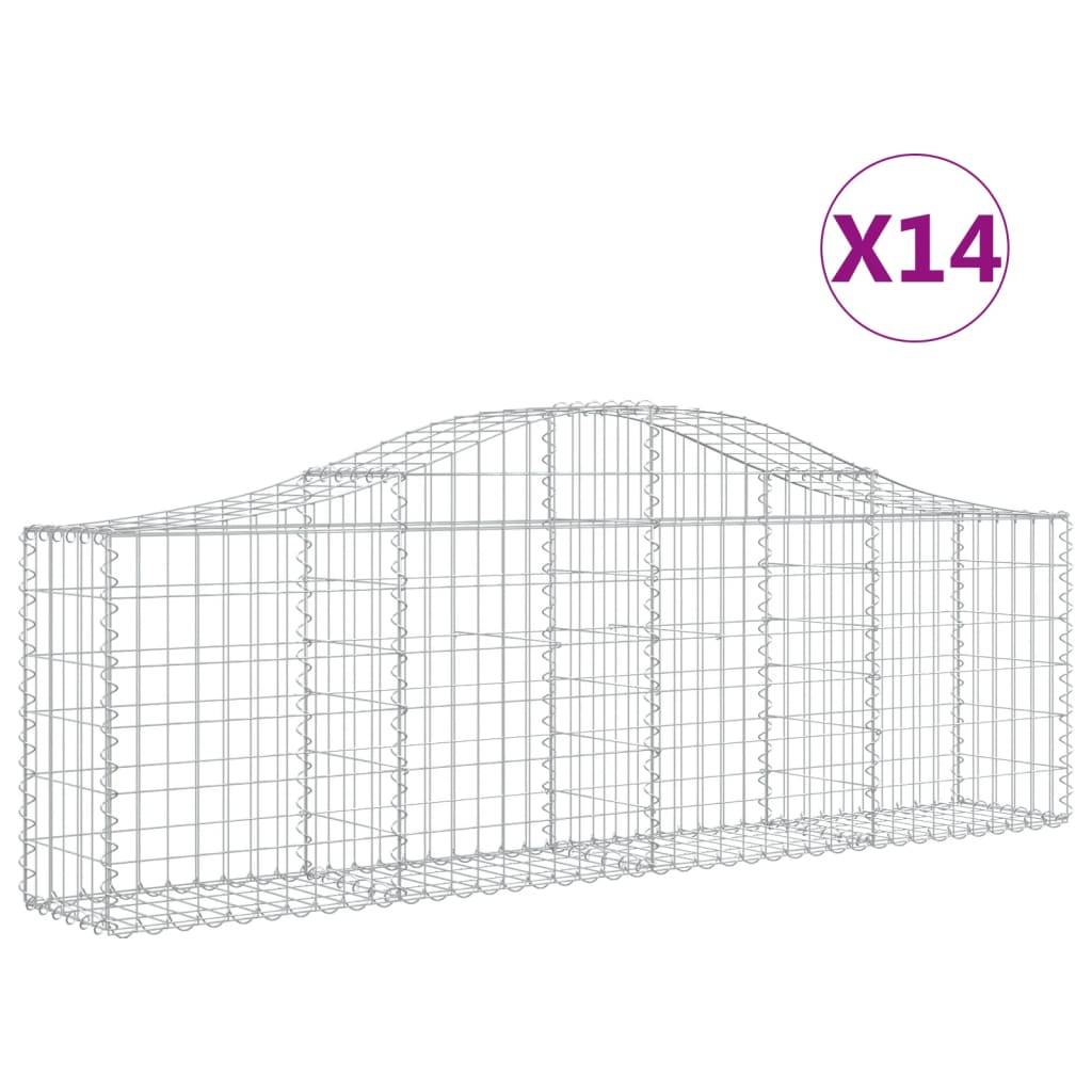 vidaXL Gabionen mit Hochbogen 14 Stk. 200x30x60/80 cm Verzinktes Eisen