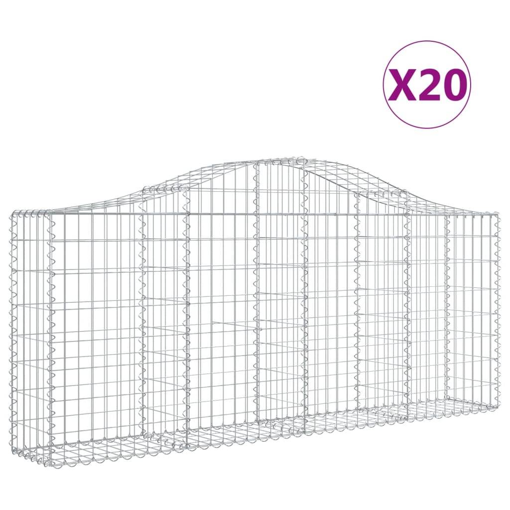 vidaXL Gabionen mit Hochbogen 20 Stk. 200x30x80/100cm Verzinktes Eisen