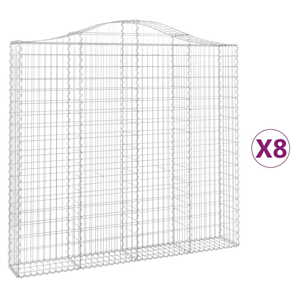 vidaXL Gabionen mit Hochbogen 8 Stk. 200x30x180/200cm Verzinktes Eisen