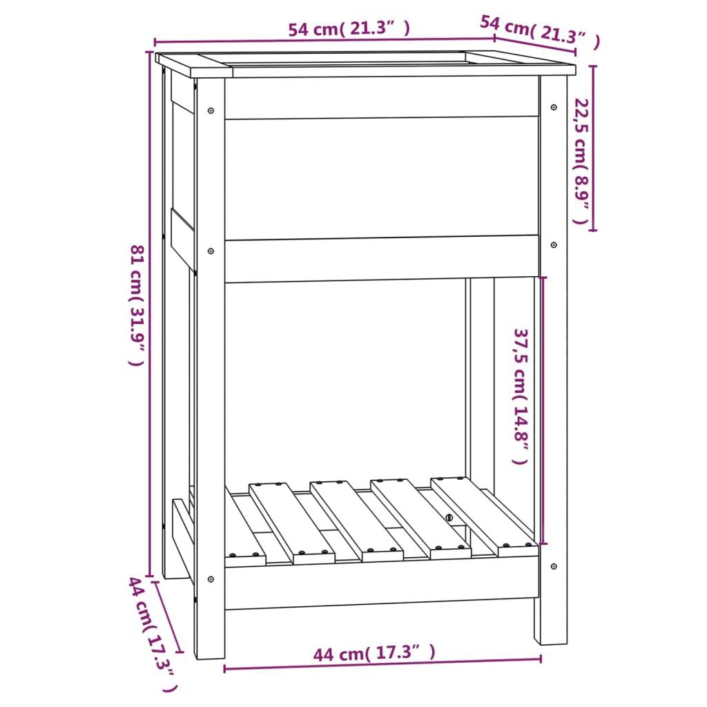 vidaXL Pflanzkübel mit Ablage Weiß 54x54x81 cm Massivholz Kiefer