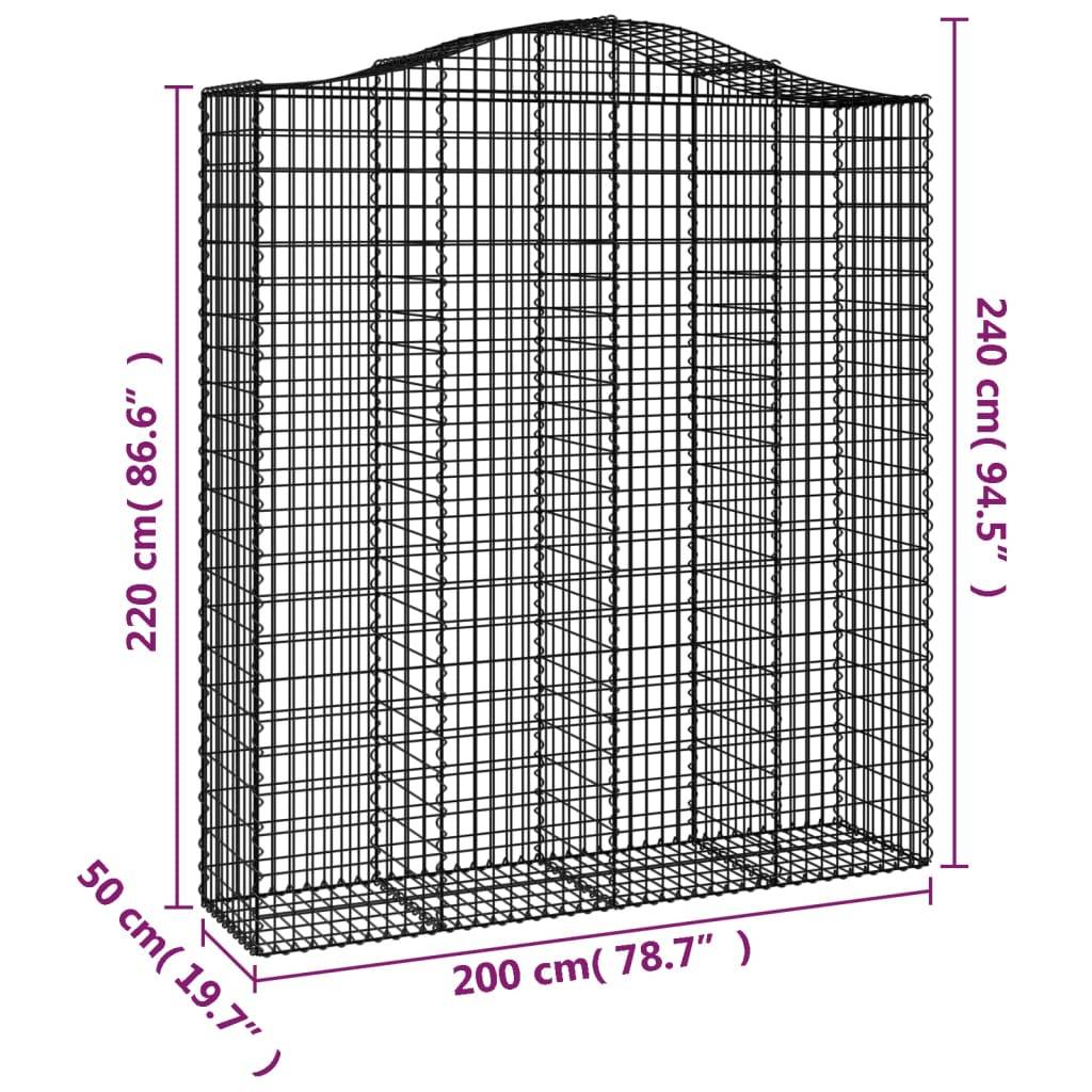 vidaXL Gabionen mit Hochbogen 5 Stk. 200x50x220/240cm Verzinktes Eisen