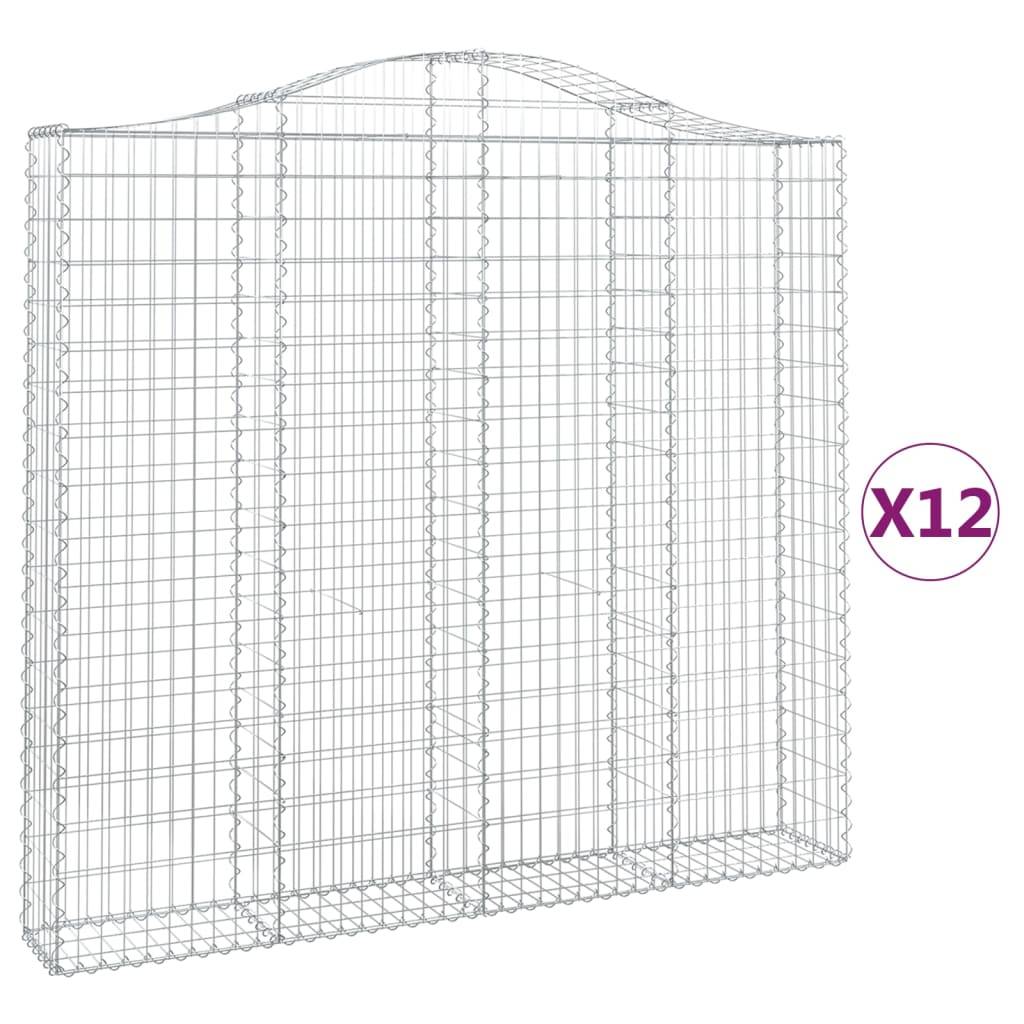 vidaXL Gabionen mit Hochbogen 12Stk. 200x30x180/200cm Verzinktes Eisen