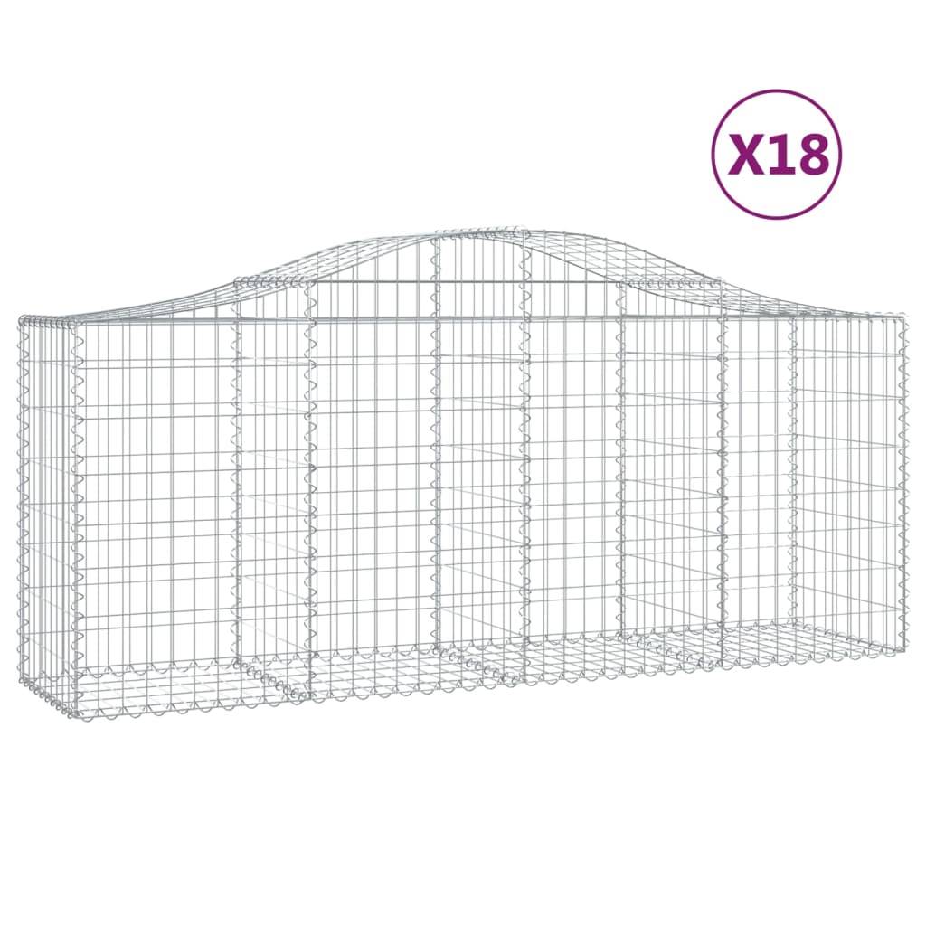 vidaXL Gabionen mit Hochbogen 18 Stk. 200x50x80/100cm Verzinktes Eisen