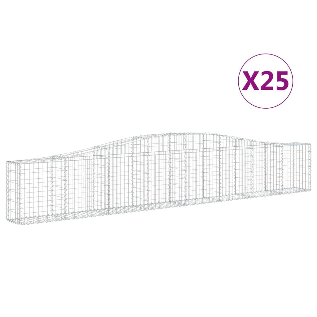 vidaXL Gabionen mit Hochbogen 25 Stk. 400x30x60/80 cm Verzinktes Eisen
