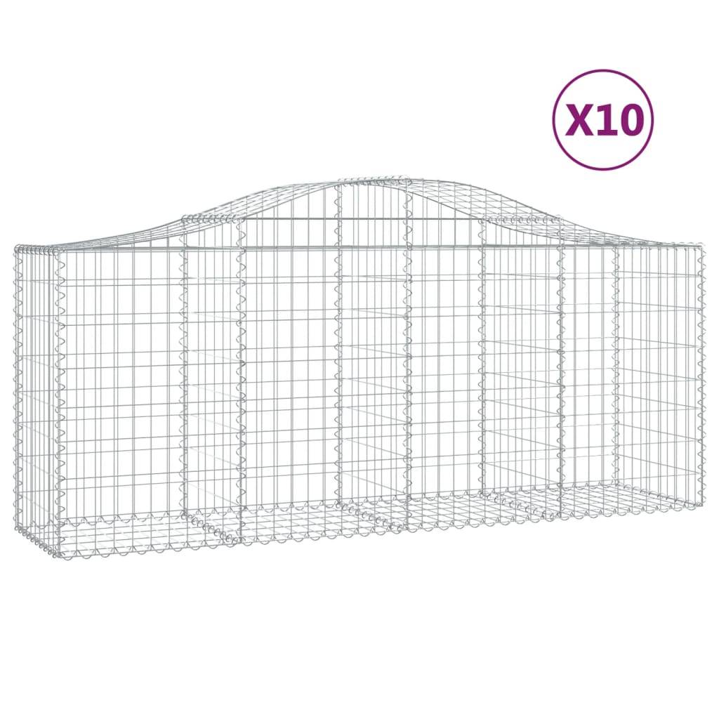 vidaXL Gabionen mit Hochbogen 10 Stk. 200x50x80/100cm Verzinktes Eisen
