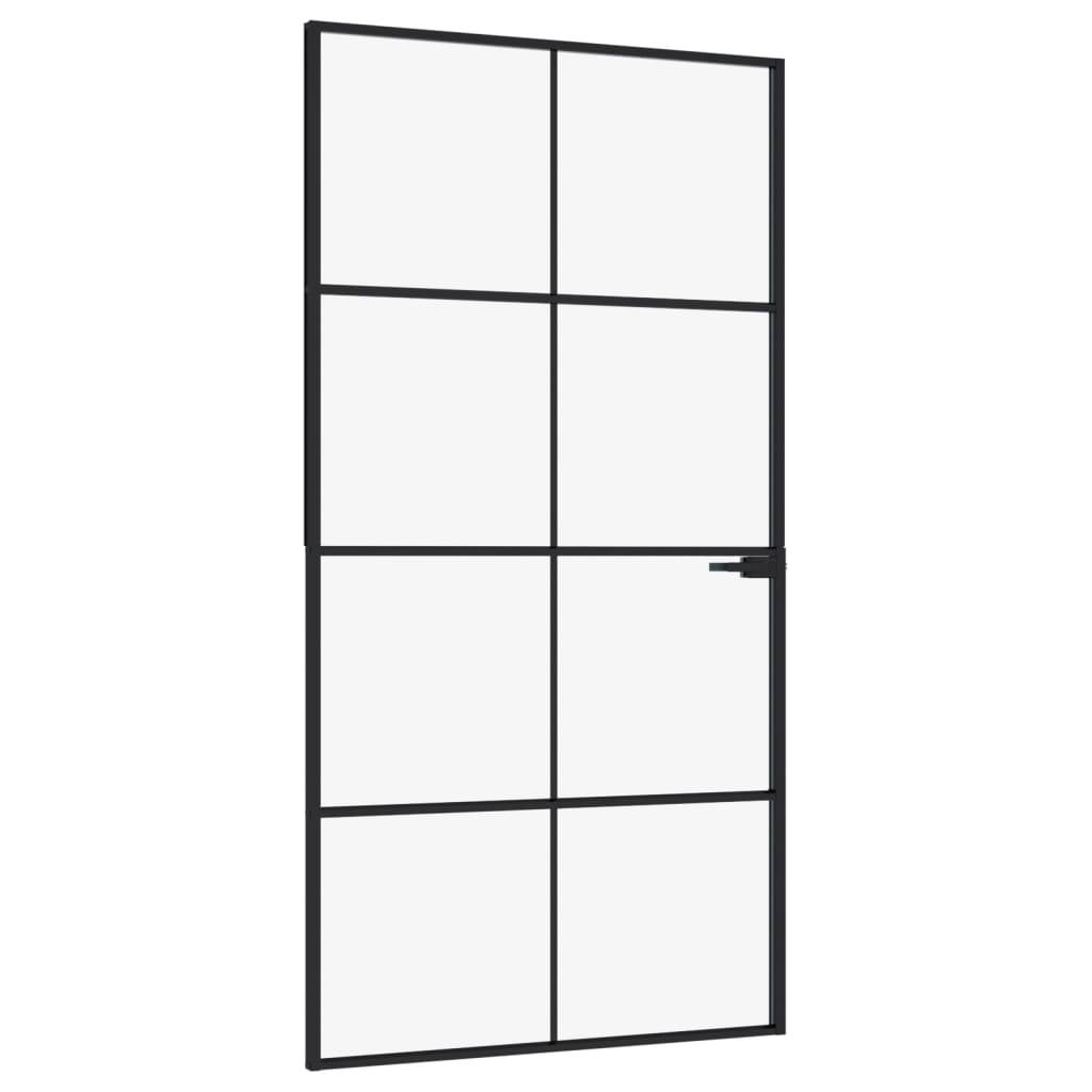 vidaXL Innentür Schwarz 102x201,5 cm Hartglas & Aluminium Schlank