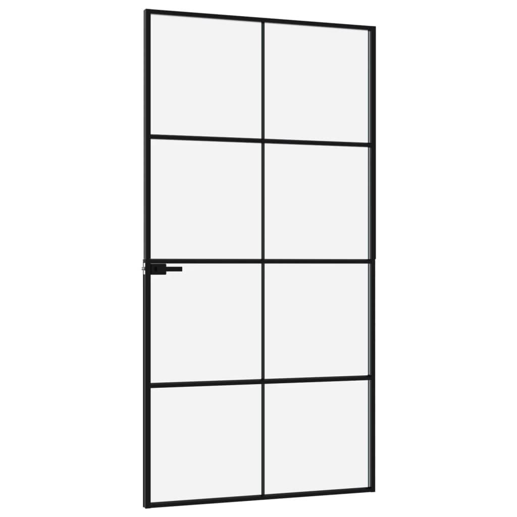 vidaXL Innentür Schwarz 102x201,5 cm Hartglas & Aluminium Schlank