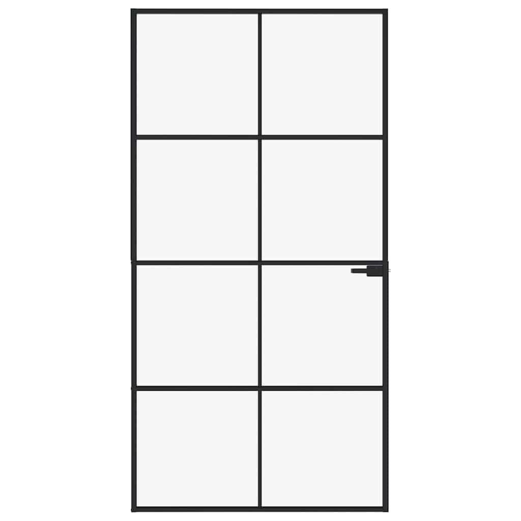 vidaXL Innentür Schwarz 102x201,5 cm Hartglas & Aluminium Schlank