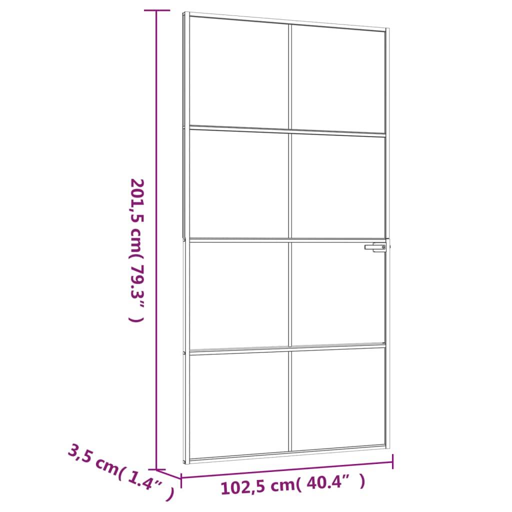 vidaXL Innentür Schwarz 102x201,5 cm Hartglas & Aluminium Schlank